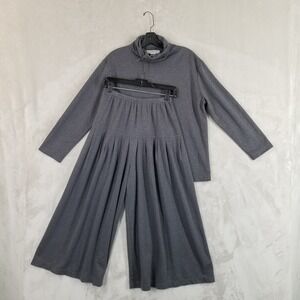 Vtg Hino & Malee II Set Women S Gray Pleated Wide Leg Coulotte Turtleneck